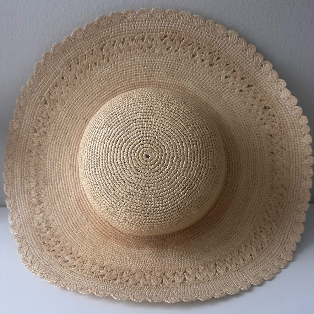 Beige Woven Sun Hat - size 58